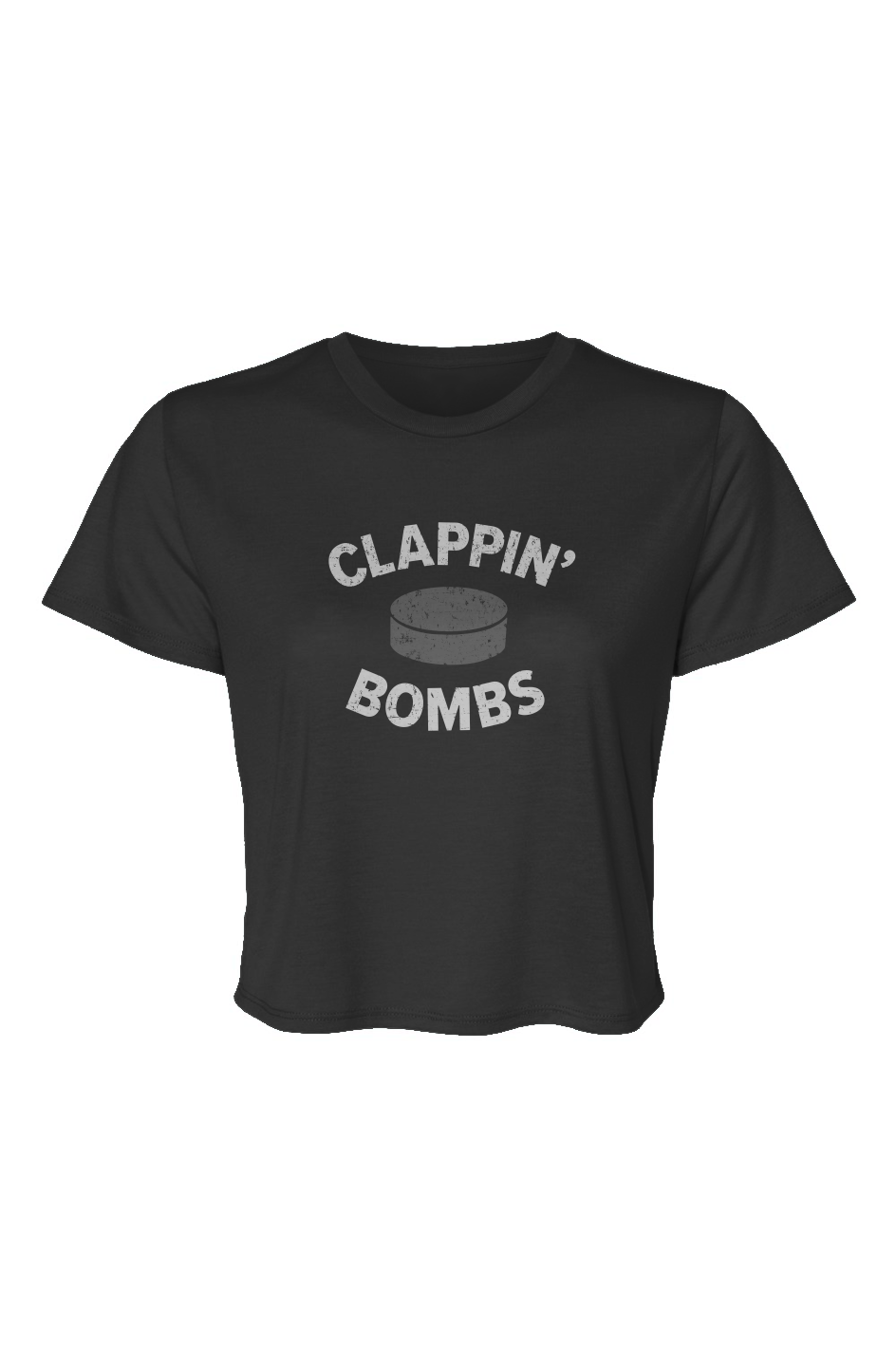 Barn Beauty Clappin' Bombs Puck Cropped Tee Black Barn Garb Hockey Threads