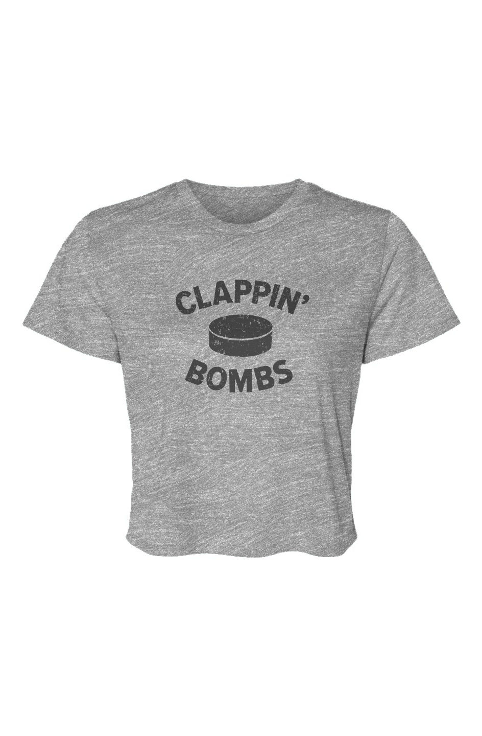 Barn Beauty Clappin' Bombs Puck Cropped Tee Grey | Barn Garb Hockey Threads