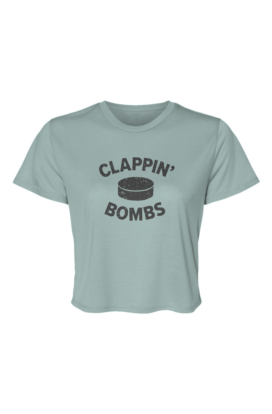 Barn Beauty Clappin' Bombs Puck Cropped Tee Ice Blue | Barn Garb Hockey Threads