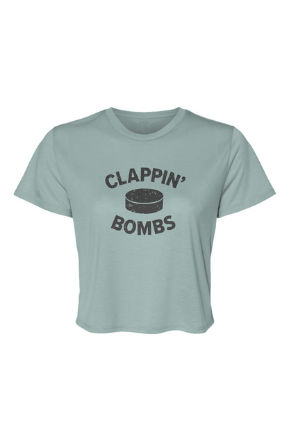 Barn Beauty Clappin' Bombs Puck Cropped Tee Ice Blue | Barn Garb Hockey Threads