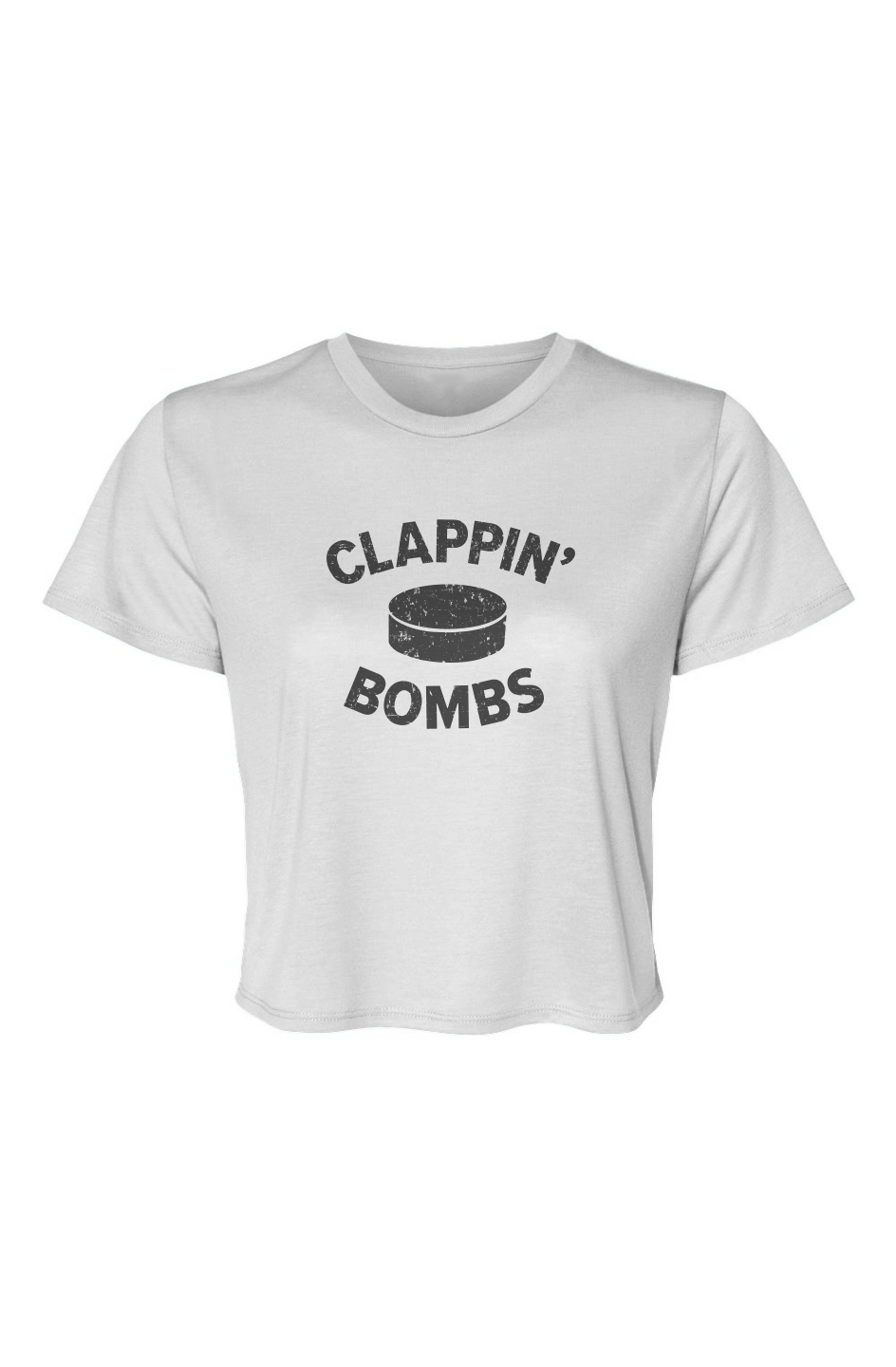Barn Beauty Clappin' Bombs Puck Cropped Tee White | Barn Garb Hockey Threads