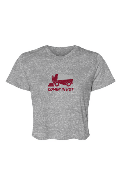 Barn Beauty Comin' in Hot Cropped Tee Grey | Barn Garb Hockey Threads