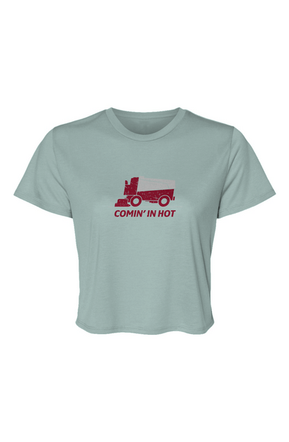 Barn Beauty Comin' in Hot Cropped Tee Ice Blue | Barn Garb Hockey Threads