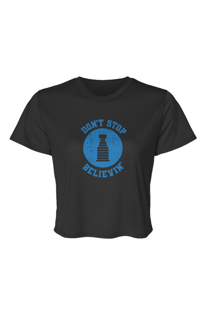 Barn Beauty Don't Stop Believin' Cropped Tee Black | Barn Garb Hockey Threads