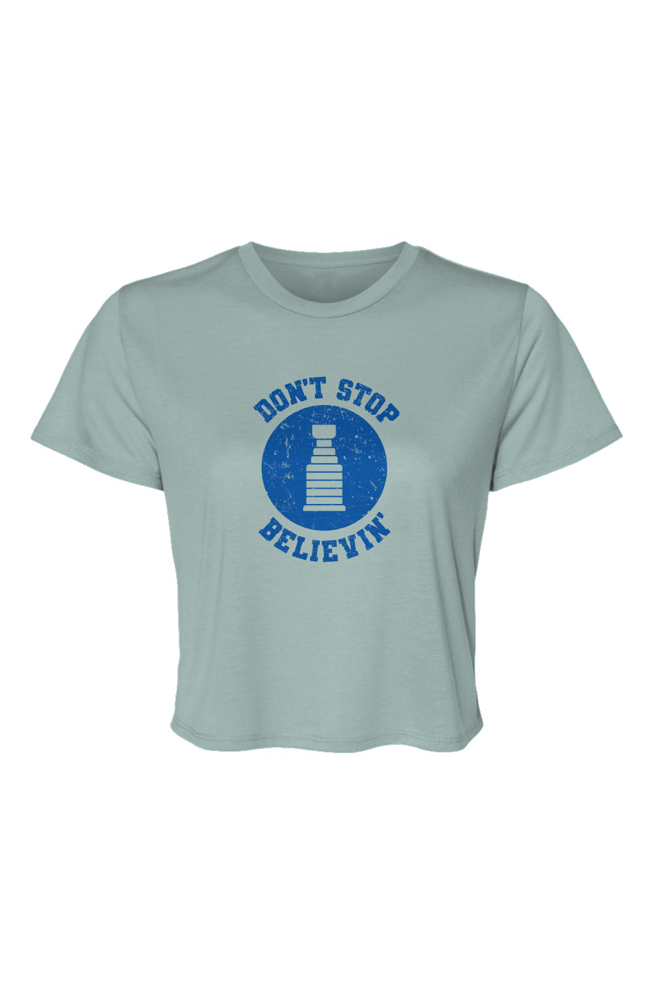 Barn Beauty Don't Stop Believin' Cropped Tee Ice Blue | Barn Garb Hockey Threads