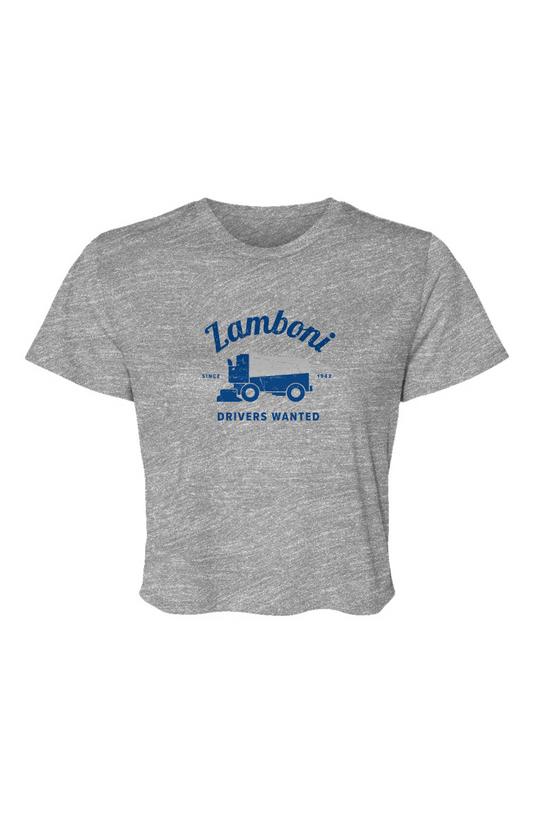 Barn Beauty Drivers Wanted Flowy Cropped Tee Grey | Barn Garb Hockey Threads