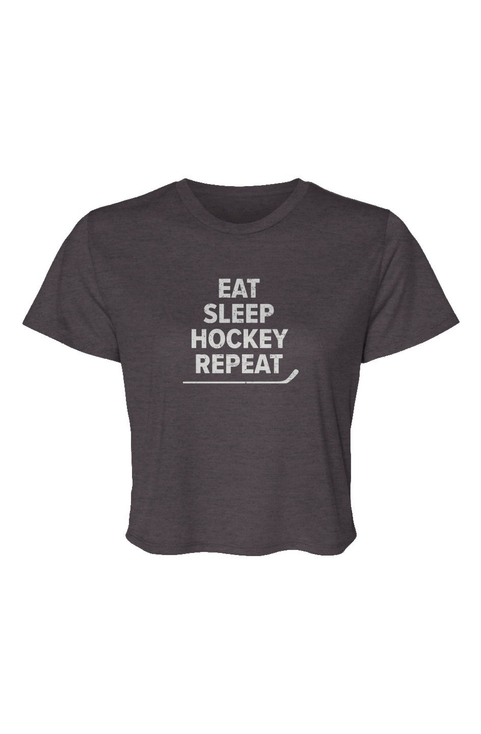 Barn Beauty Eat Sleep Hockey Cropped Tee Charcoal | Barn Garb Hockey Threads