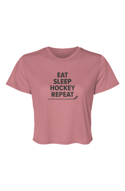 Barn Beauty Eat Sleep Hockey Cropped Tee Mauve | Barn Garb Hockey Threads
