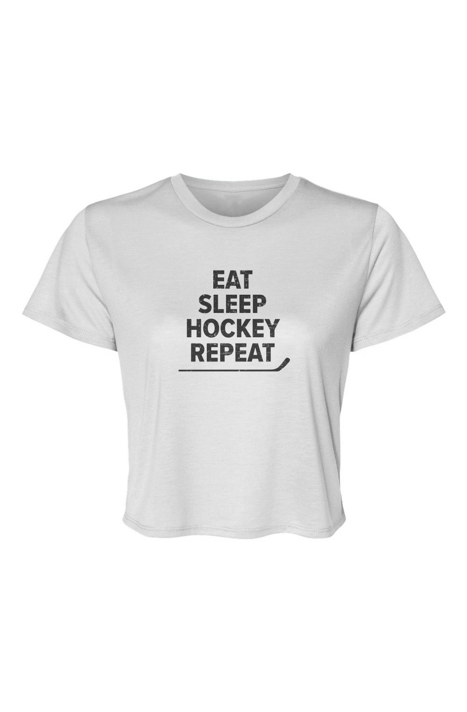 Barn Beauty Eat Sleep Hockey Cropped Tee White | Barn Garb Hockey Threads