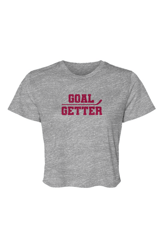 Barn Beauty Goal Getter Stick Cropped Tee Grey | Barn Garb Hockey Threads