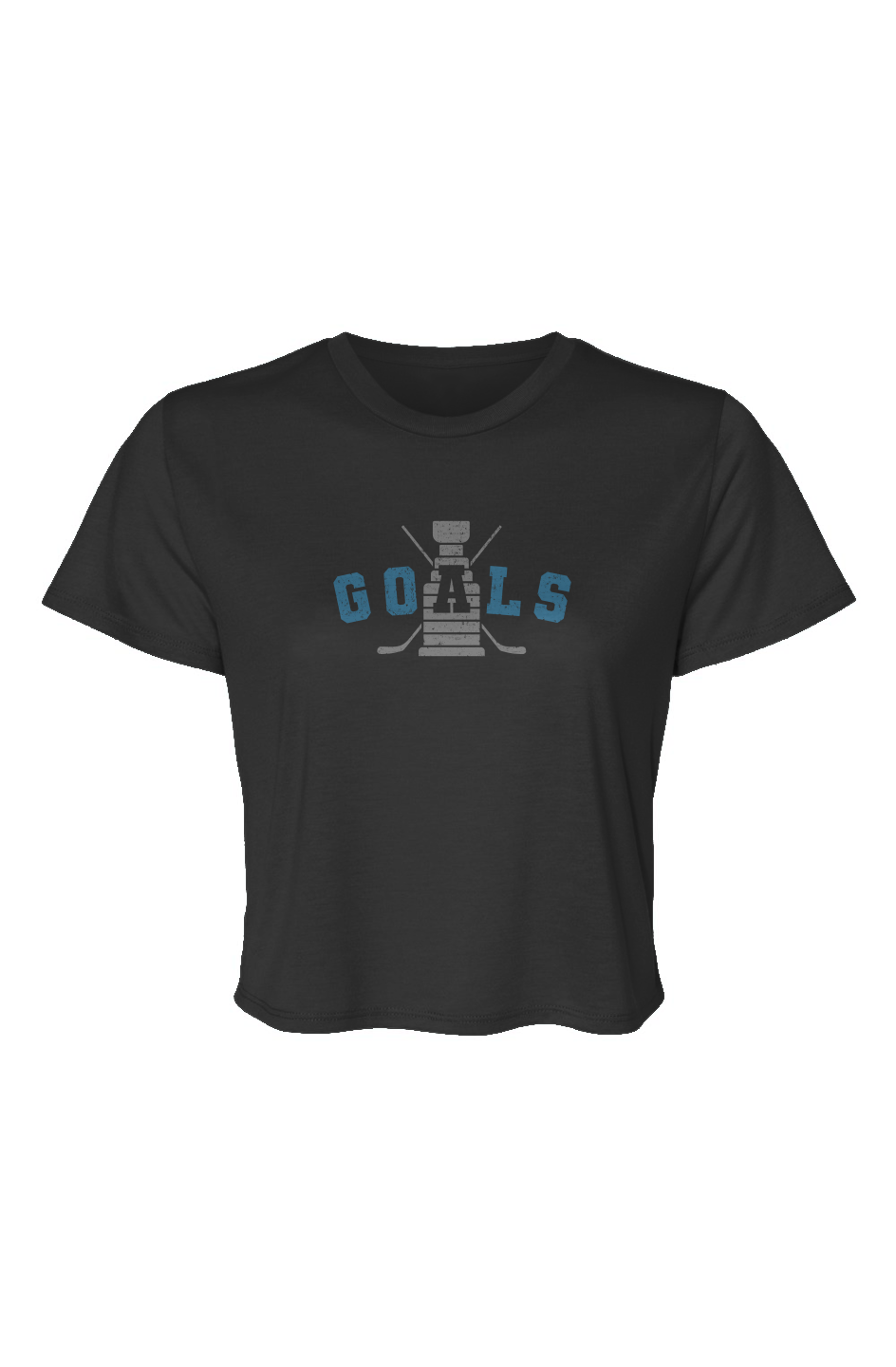 Barn Beauty Goals Crossed Sticks Cropped Tee Black | Barn Garb Hockey Threads