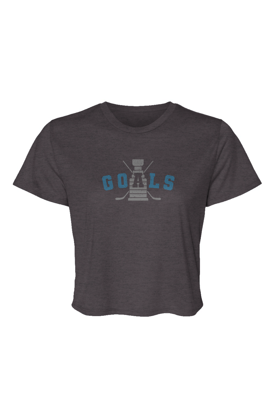 Barn Beauty Goals Crossed Sticks Cropped Tee Charcoal | Barn Garb Hockey Threads