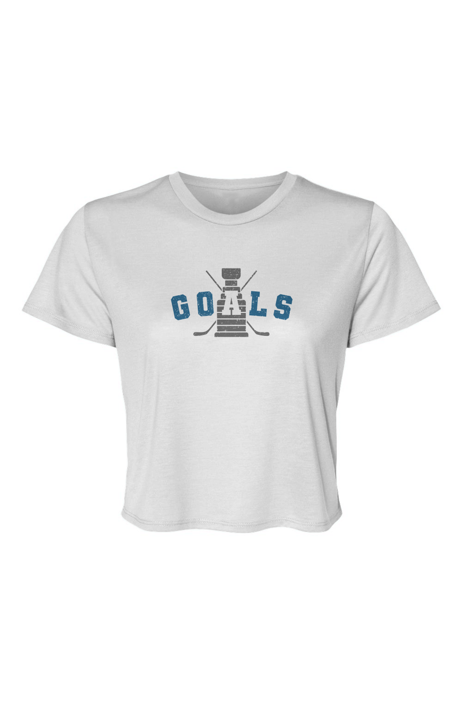 Barn Beauty Goals Crossed Sticks Cropped Tee White | Barn Garb Hockey Threads