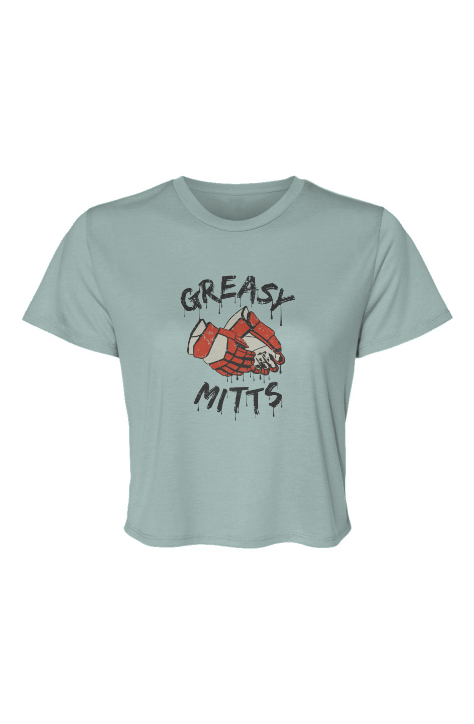 Barn Beauty Greasy Mitts Cropped Tee Ice Blue | Barn Garb Hockey Threads