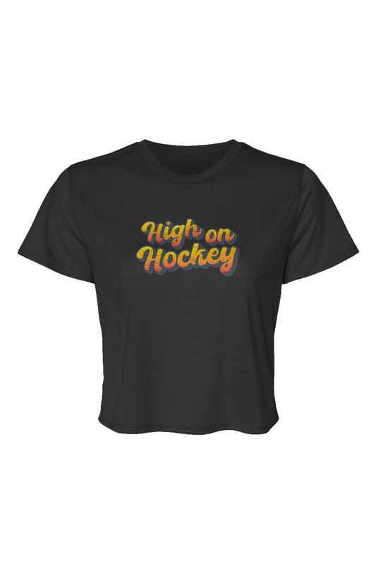 Barn Beauty High on Hockey Cropped Tee Black | Barn Garb Hockey Threads