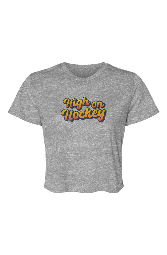 Barn Beauty High on Hockey Cropped Tee Grey | Barn Garb Hockey Threads