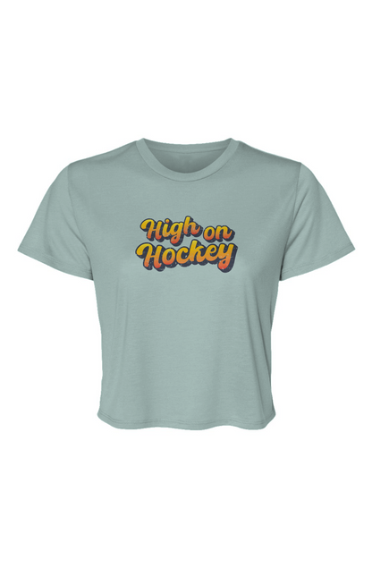 Barn Beauty High on Hockey Cropped Tee Ice Blue | Barn Garb Hockey Threads