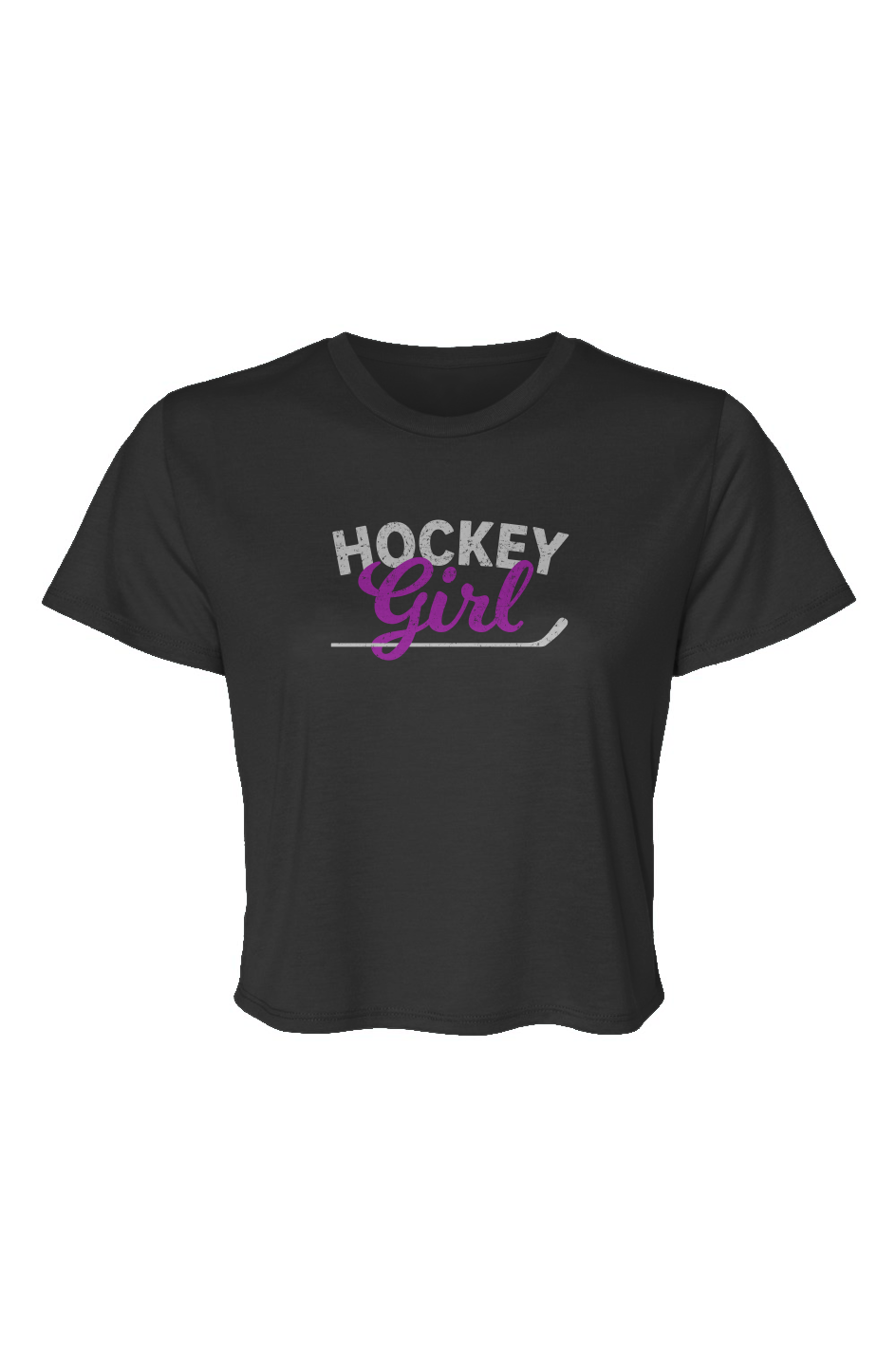 Barn Beauty Hockey Girl Cropped Tee Black | Barn Garb Hockey Threads