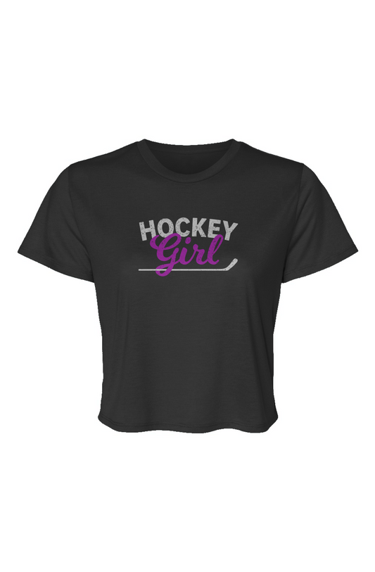Barn Beauty Hockey Girl Cropped Tee Black | Barn Garb Hockey Threads