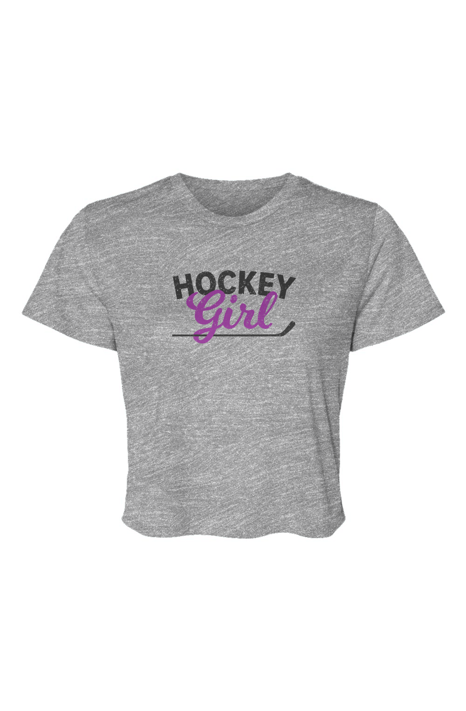 Barn Beauty Hockey Girl Cropped Tee Grey | Barn Garb Hockey Threads