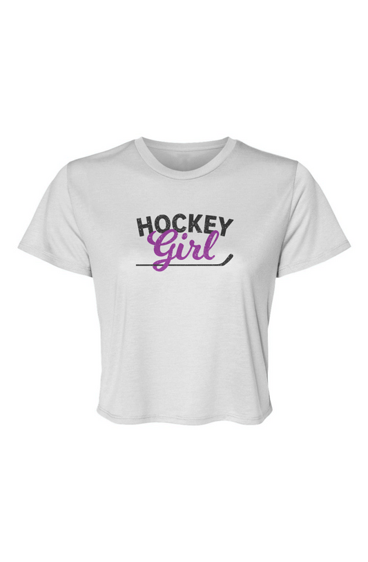 Barn Beauty Hockey Girl Cropped Tee White | Barn Garb Hockey Threads