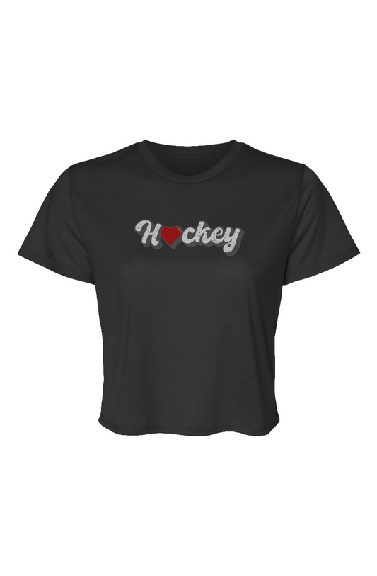 Barn Beauty Hockey Heart Cropped Tee Black | Barn Garb Hockey Threads