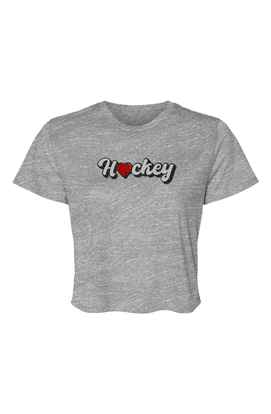 Barn Beauty Hockey Heart Cropped Tee Grey | Barn Garb Hockey Threads