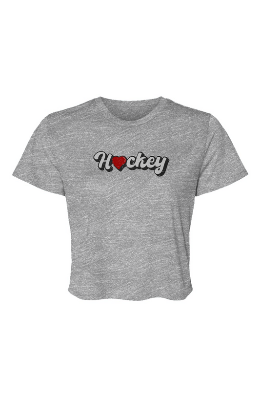 Barn Beauty Hockey Heart Cropped Tee Grey | Barn Garb Hockey Threads