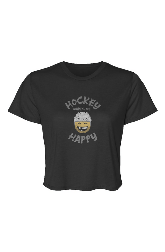 Barn Beauty Hockey Makes Me Happy Cropped Tee Black | Barn Garb Hockey Threads