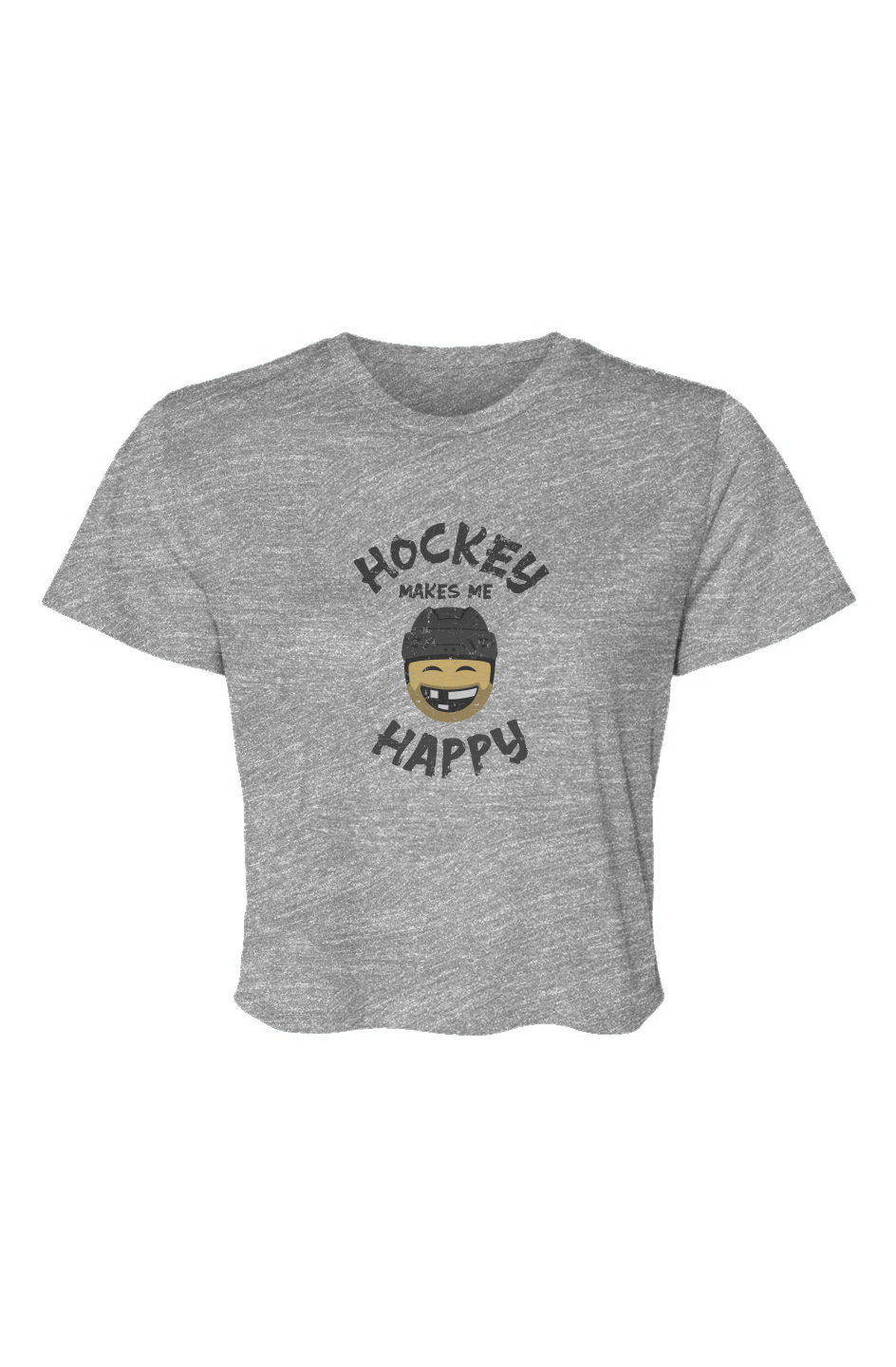 Barn Beauty Hockey Makes Me Happy Cropped Tee Grey | Barn Garb Hockey Threads