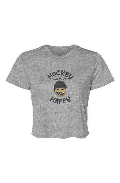 Barn Beauty Hockey Makes Me Happy Cropped Tee Grey | Barn Garb Hockey Threads