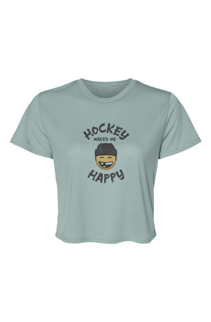 Barn Beauty Hockey Makes Me Happy Cropped Tee Ice Blue | Barn Garb Hockey Threads