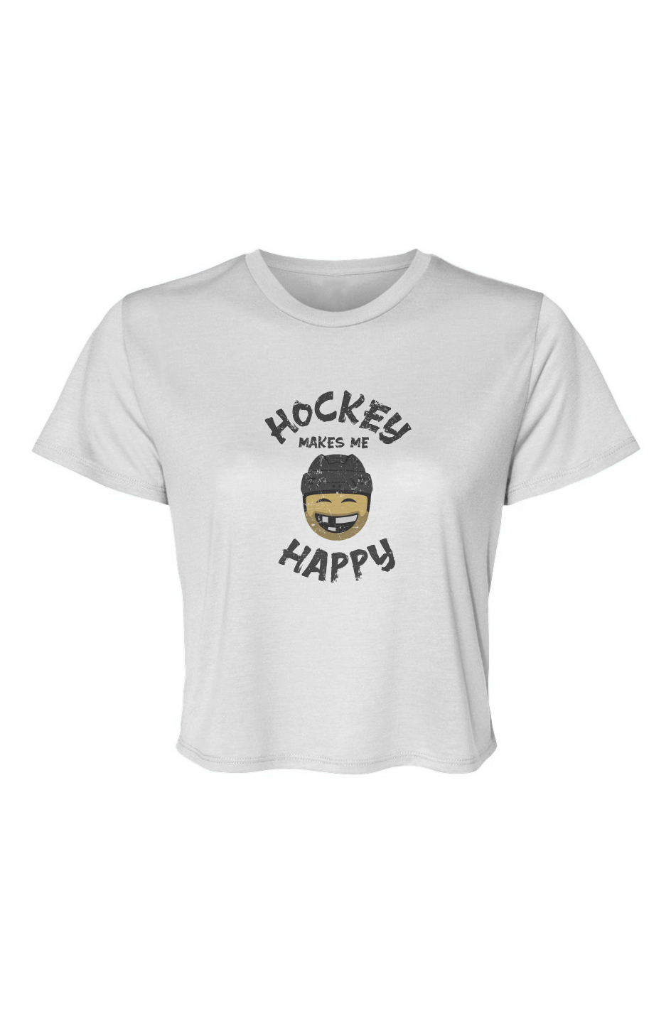 Barn Beauty Hockey Makes Me Happy Cropped Tee White | Barn Garb Hockey Threads