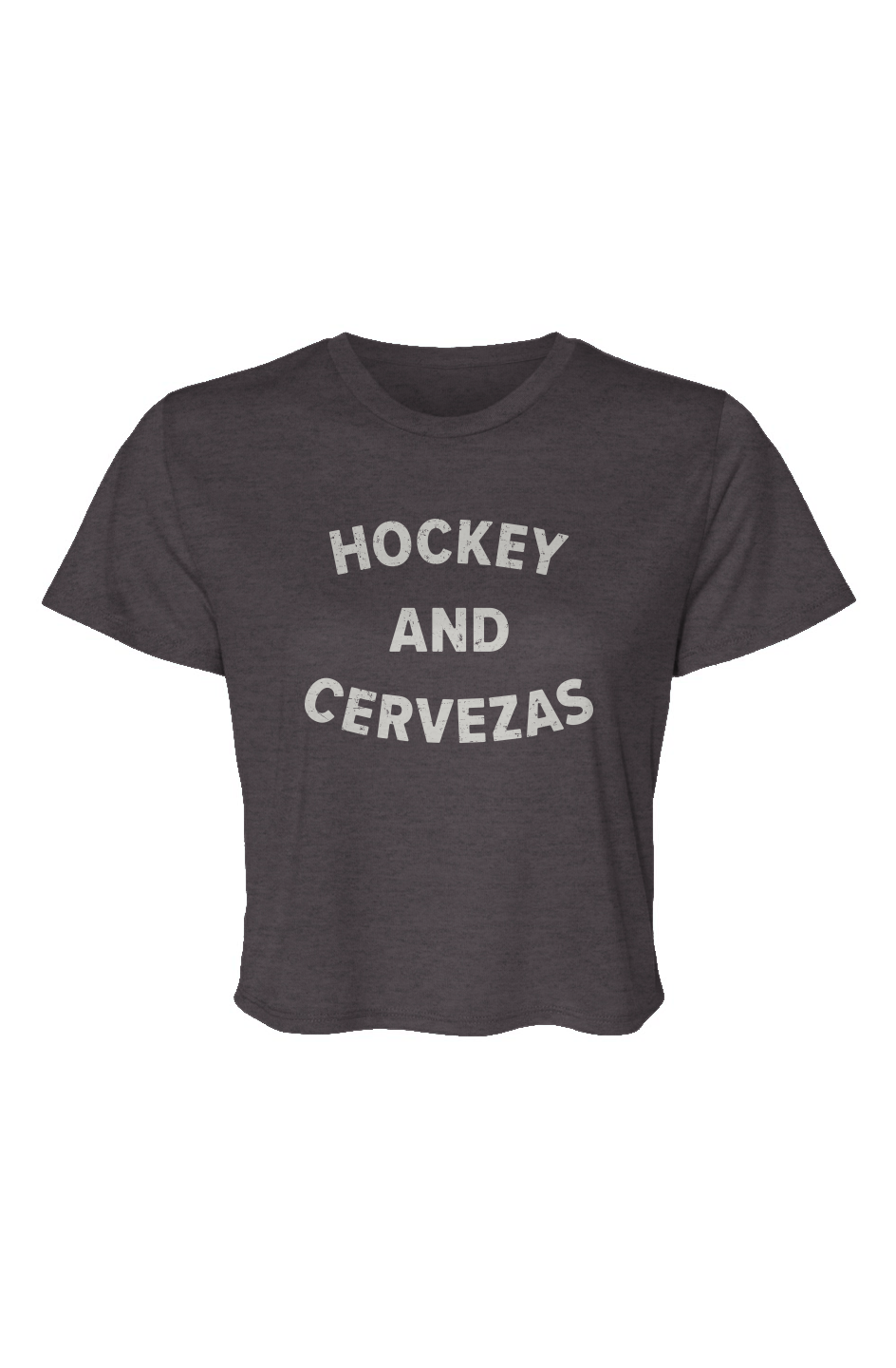 Barn Beauty Hockey and Cervezas Cropped Tee Charcoal | Barn Garb Hockey Threads