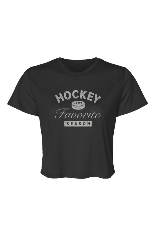 Barn Beauty Hockey is My Favorite Season Cropped Tee Black | Barn Garb Hockey Threads