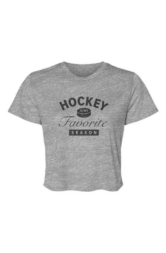 Barn Beauty Hockey is My Favorite Season Cropped Tee Grey Barn Garb Hockey Threads