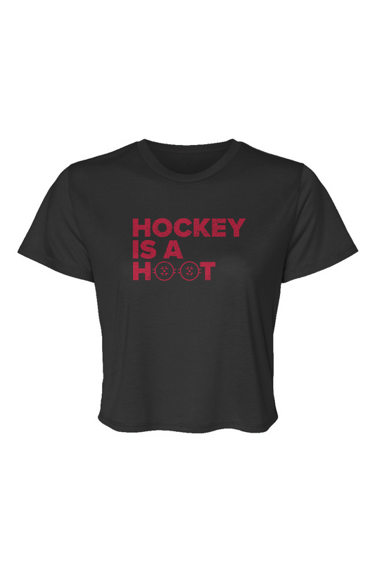 Barn Beauty Hockey is a Hoot Cropped Tee Black | Barn Garb Hockey Threads