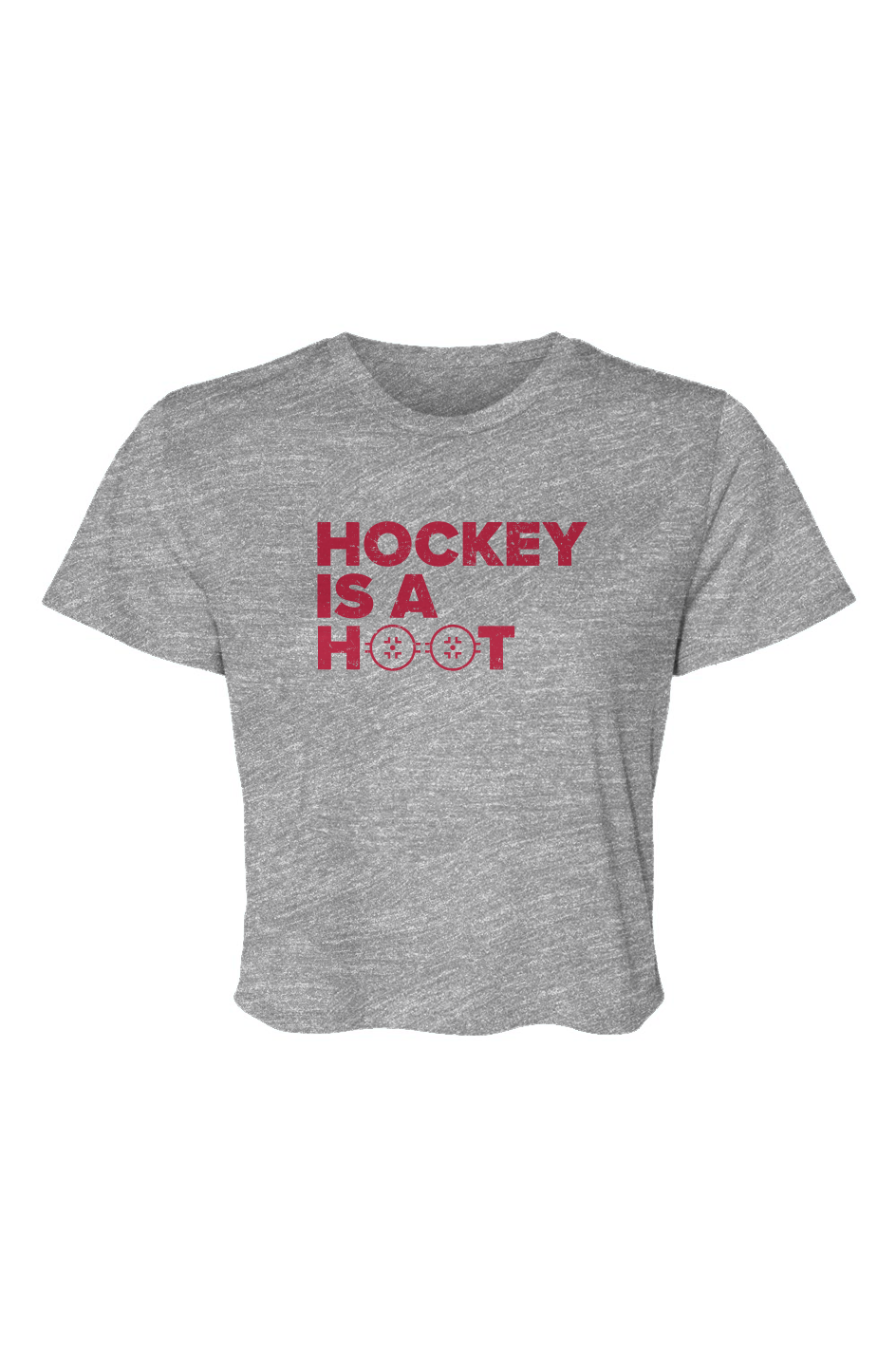 Barn Beauty Hockey is a Hoot Cropped Tee Grey | Barn Garb Hockey Threads