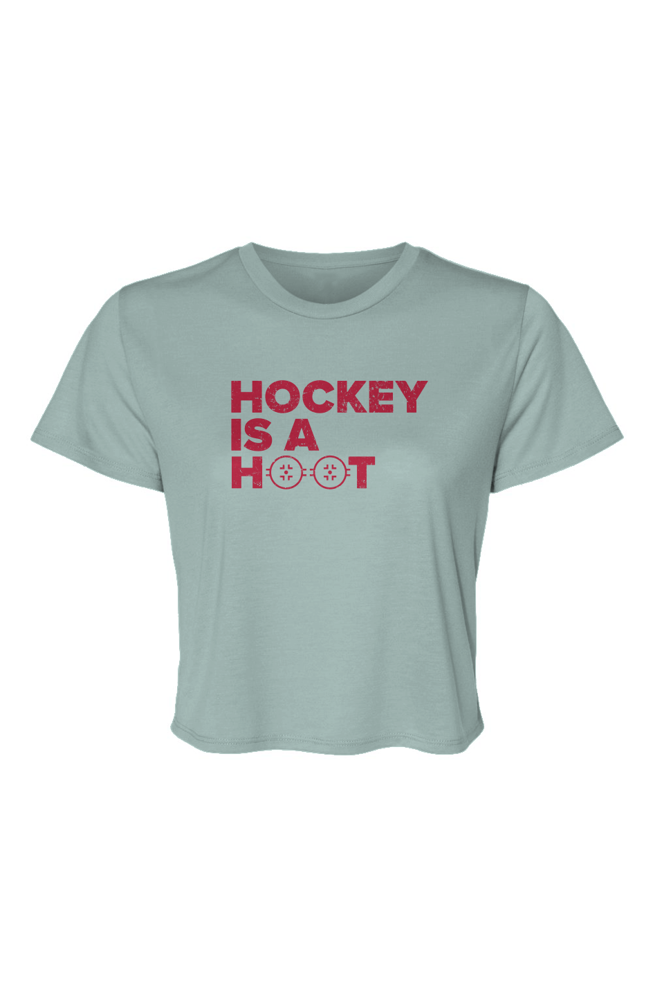 Barn Beauty Hockey is a Hoot Cropped Tee Ice Blue | Barn Garb Hockey Threads