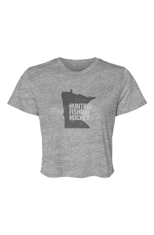 Barn Beauty Hunting Fishing Hockey Cropped Tee Grey | Barn Garb Hockey Threads