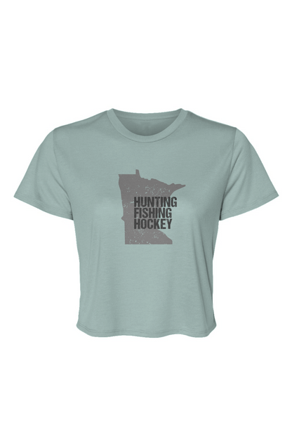 Barn Beauty Hunting Fishing Hockey Cropped Tee Ice Blue | Barn Garb Hockey Threads