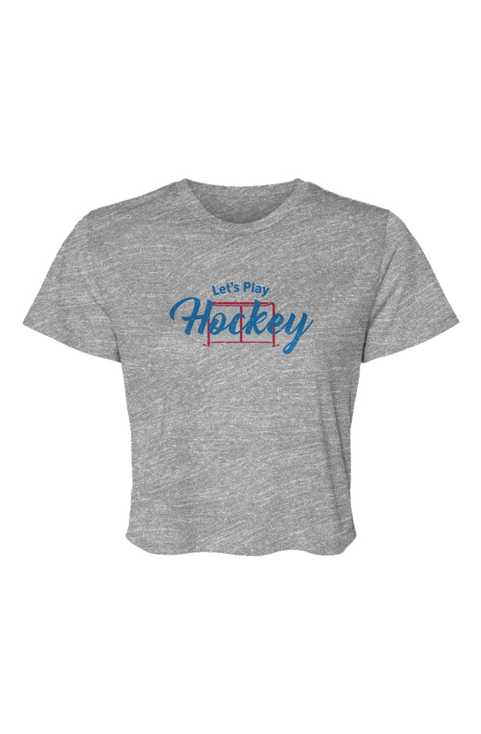 Barn Beauty Let's Play Hockey Cropped Tee Grey | Barn Garb Hockey Threads