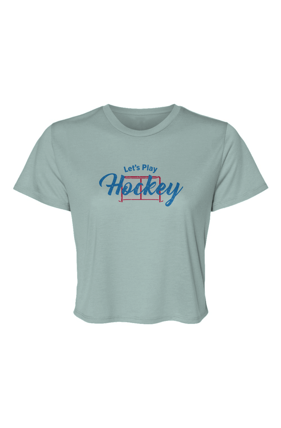 Barn Beauty Let's Play Hockey Cropped Tee Ice Blue | Barn Garb Hockey Threads