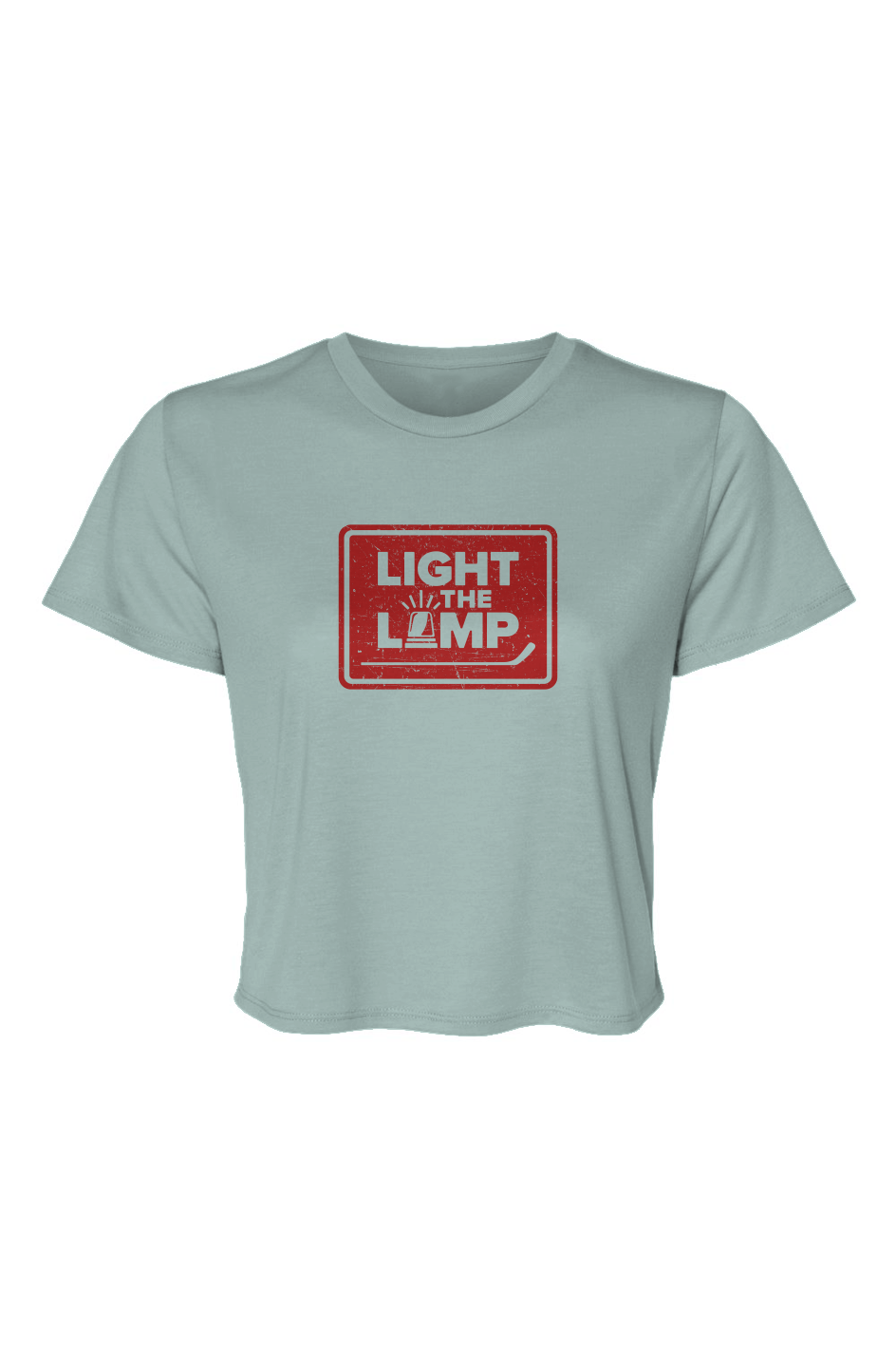 Barn Beauty Light the Lamp Badge Cropped Tee Dusty Blue | Barn Garb Hockey Threads