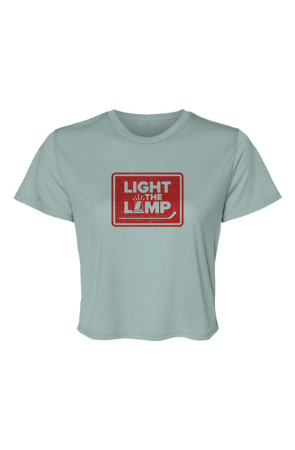 Barn Beauty Light the Lamp Badge Cropped Tee Dusty Blue | Barn Garb Hockey Threads