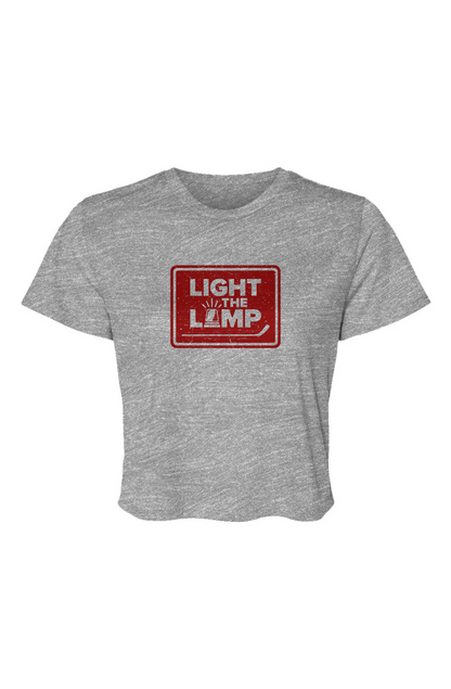 Barn Beauty Light the Lamp Badge Cropped Tee Grey | Barn Garb Hockey Threads