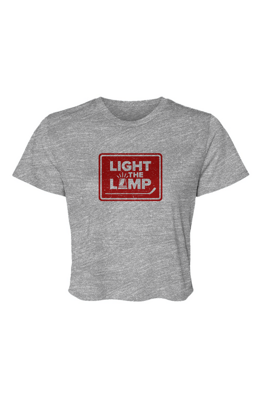 Barn Beauty Light the Lamp Badge Cropped Tee Grey | Barn Garb Hockey Threads