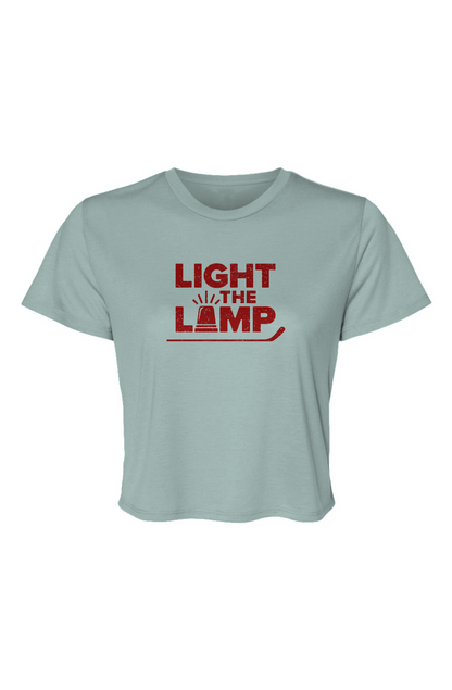 Barn Beauty Light the Lamp Flowy Cropped Tee Ice Blue | Barn Garb Hockey Threads
