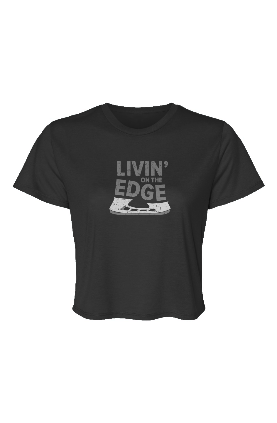 Barn Beauty Livin' on the Edge Cropped Tee Black Barn Garb Hockey Threads