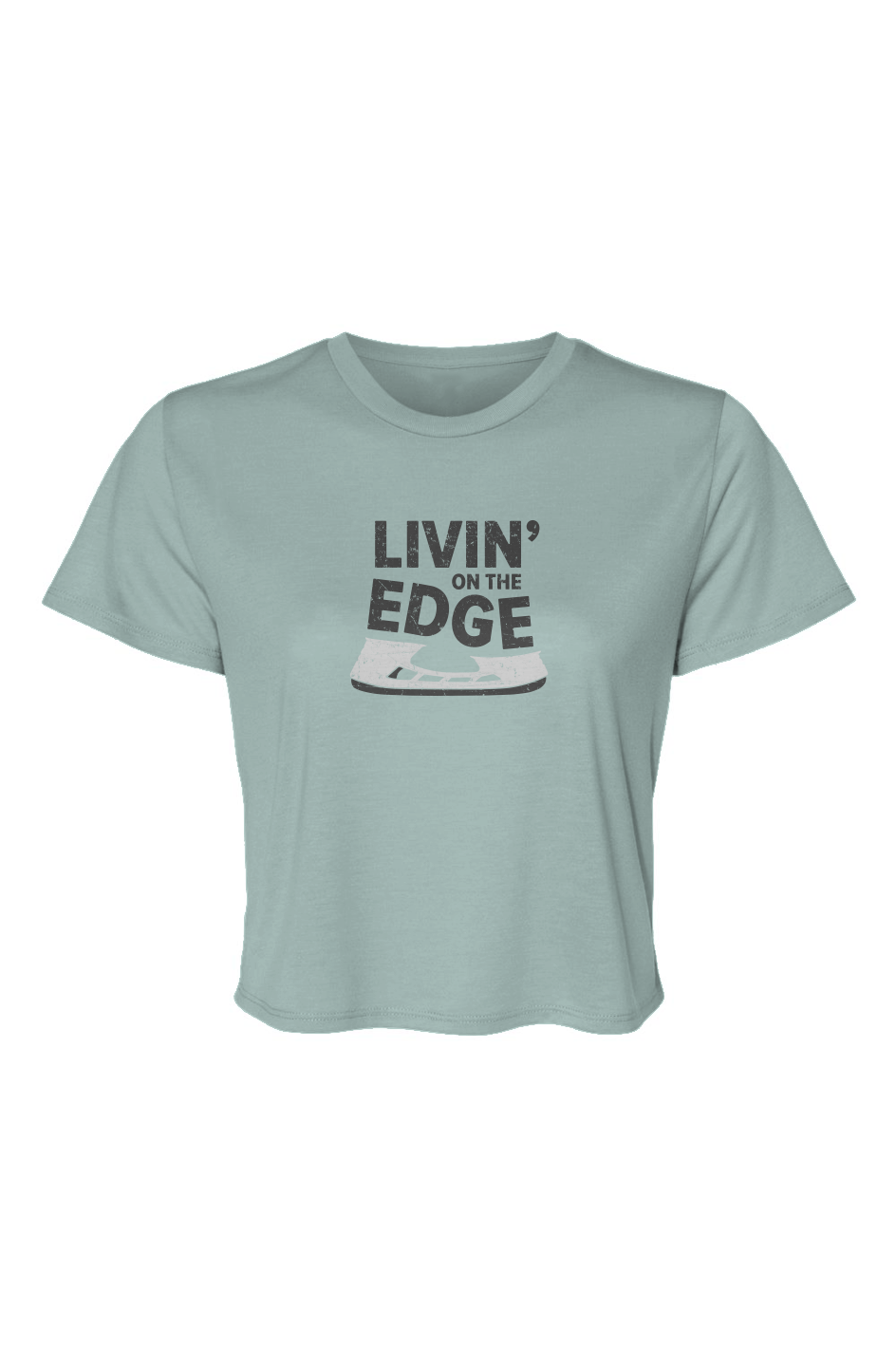 Barn Beauty Livin' on the Edge Cropped Tee Dusty Blue | Barn Garb Hockey Threads